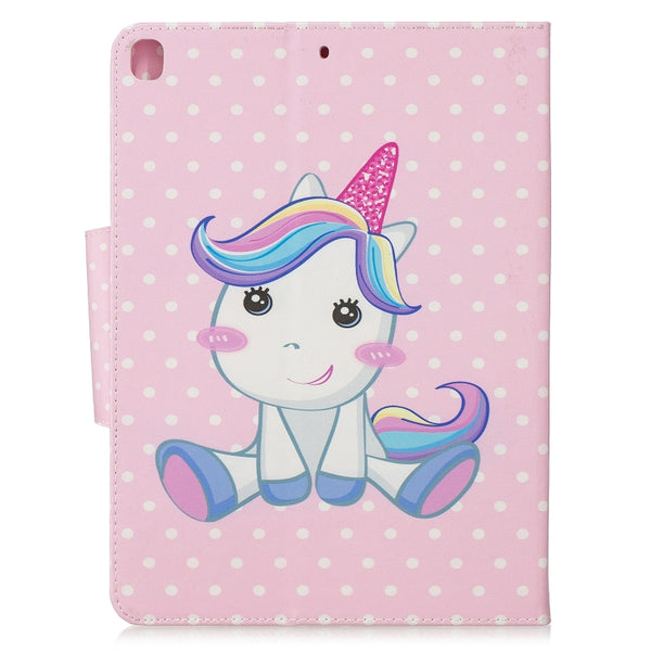For iPad 10.2 Colored Drawing Pattern Horizontal Flip Leather Case with Holder & Ca...(Cute Unicorn)