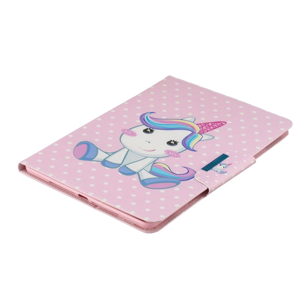 For iPad 10.2 Colored Drawing Pattern Horizontal Flip Leather Case with Holder & Ca...(Cute Unicorn)