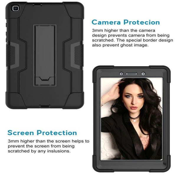 For Galaxy Tab A 8.0 (2019) T290 Contrast Color Silicone PC Combination Case with Holder(Black)