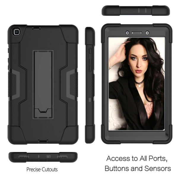 For Galaxy Tab A 8.0 (2019) T290 Contrast Color Silicone PC Combination Case with Holder(Black)