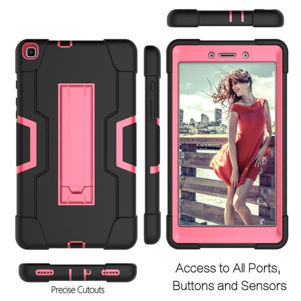 For Galaxy Tab A 8.0 (2019) T290 Contrast Color Silicone PC Combination Case with...(Black Rose Red)