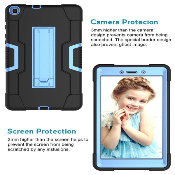 For Galaxy Tab A 8.0 (2019) T290 Contrast Color Silicone PC Combination Case with Hol...(Black Blue)