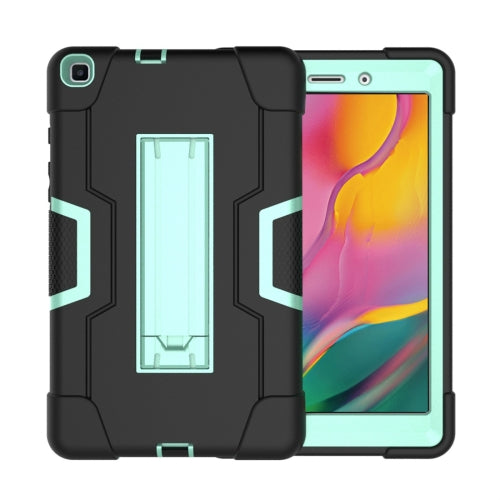 For Galaxy Tab A 8.0 (2019) T290 Contrast Color Silicone PC Combination Case with Hol...(Black Aqua)