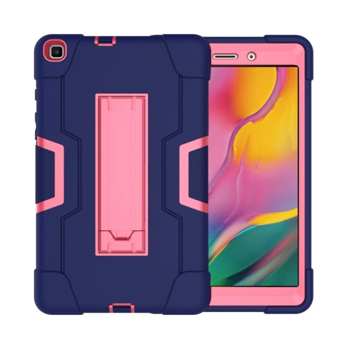 For Galaxy Tab A 8.0 (2019) T290 Contrast Color Silicone PC Combination Case ...(Navy Blue Rose Red)