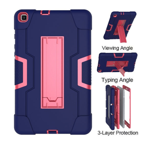 For Galaxy Tab A 8.0 (2019) T290 Contrast Color Silicone PC Combination Case ...(Navy Blue Rose Red)
