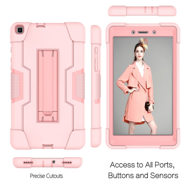 For Galaxy Tab A 8.0 (2019) T290 Contrast Color Silicone PC Combination Case with Holder(Rose Gold)