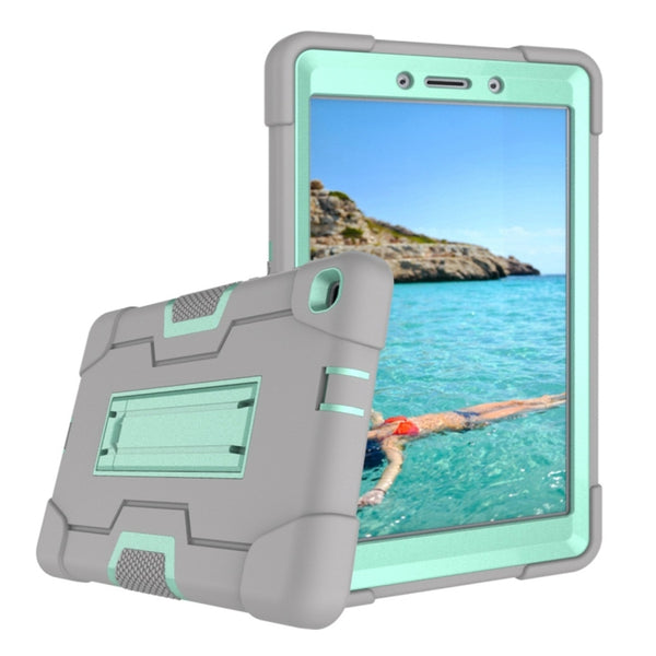 For Galaxy Tab A 8.0 (2019) T290 Contrast Color Silicone PC Combination Case with Holder(Grey Aqua)