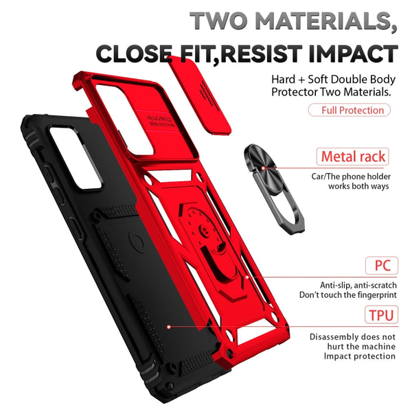 For Samsung Galaxy A72 5G 4G Sliding Camshield Holder Phone Case(Red)