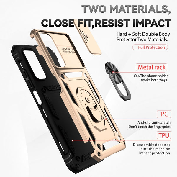 For Xiaomi Redmi Note 11 Global Sliding Camshield Holder Phone Case(Gold)
