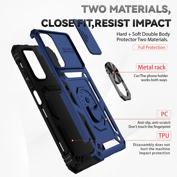 For Xiaomi Redmi Note 11 Global Sliding Camshield Holder Phone Case(Blue)