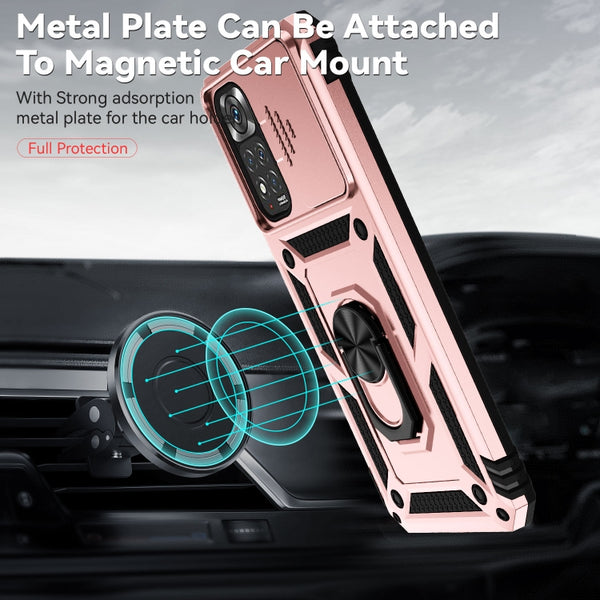 For Xiaomi Redmi Note 11 Global Sliding Camshield Holder Phone Case(Rose Gold)