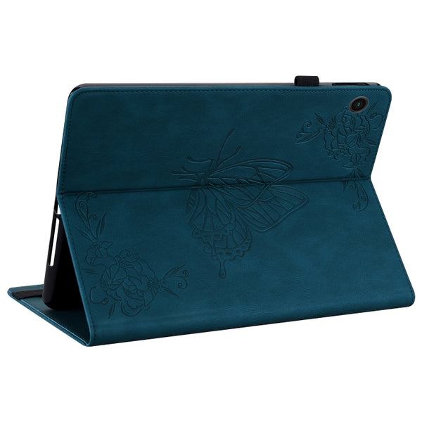 For Samsung Galaxy Tab A8 10.5 2021 Butterfly Flower Embossed Leather Tablet Case(Blue)