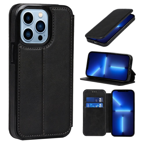 For iPhone 13 Pro Max Knight Magnetic Suction Leather Phone Case (Black)