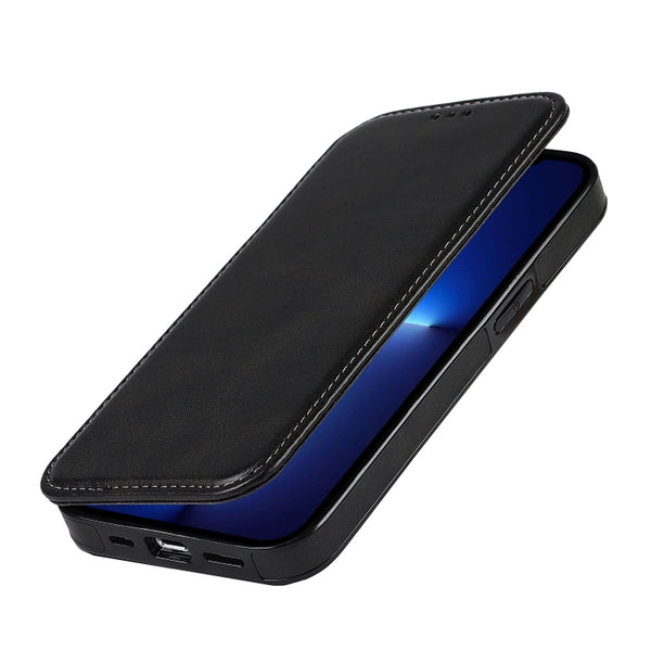 For iPhone 13 Pro Max Knight Magnetic Suction Leather Phone Case (Black)