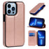 For iPhone 13 Pro Max Knight Magnetic Suction Leather Phone Case (Rose Gold)