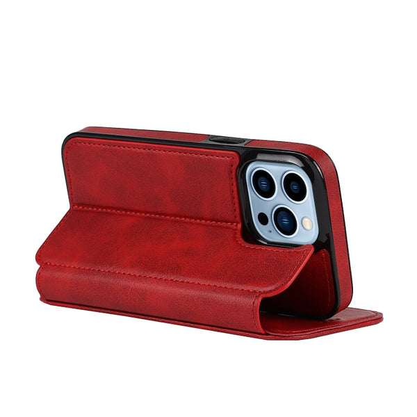 For iPhone 13 Pro Max Knight Magnetic Suction Leather Phone Case (Red)