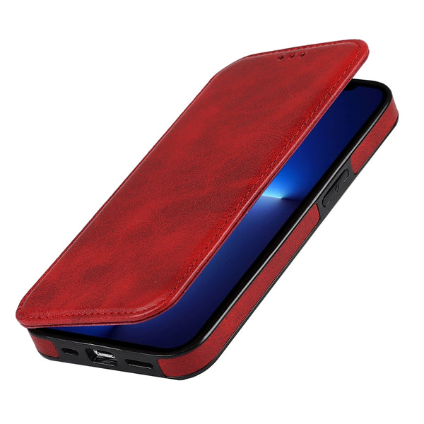 For iPhone 13 Pro Max Knight Magnetic Suction Leather Phone Case (Red)