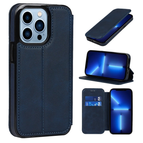 For iPhone 13 Pro Max Knight Magnetic Suction Leather Phone Case (Blue)