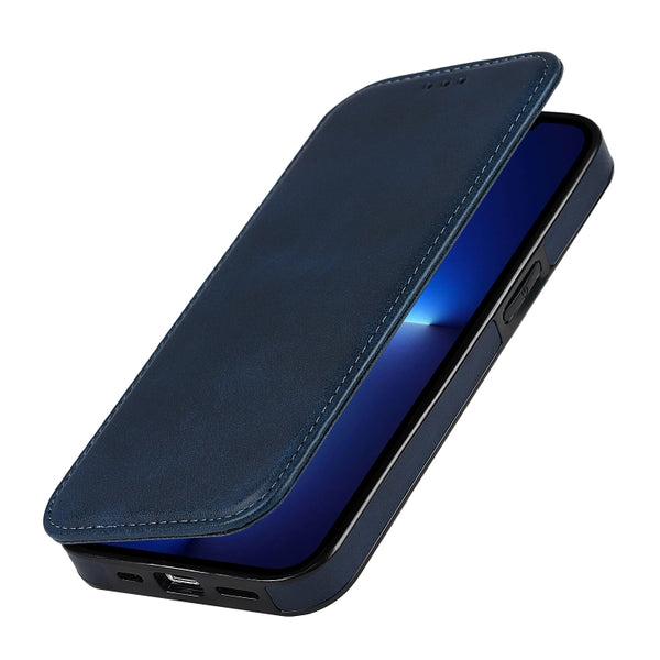 For iPhone 13 Pro Max Knight Magnetic Suction Leather Phone Case (Blue)