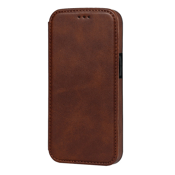 For iPhone 13 Pro Max Knight Magnetic Suction Leather Phone Case (Brown)