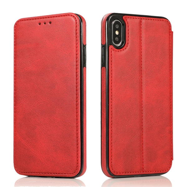 For iPhone X XS Knight Magnetic Suction Leather Phone Case(Red)