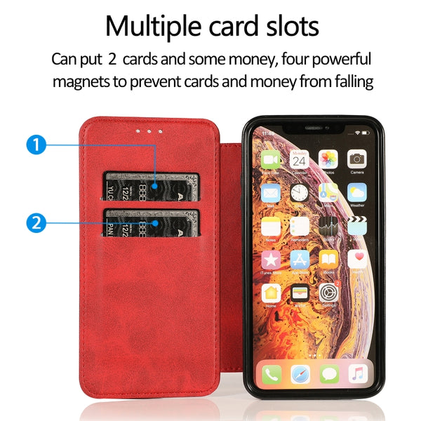 For iPhone X XS Knight Magnetic Suction Leather Phone Case(Red)