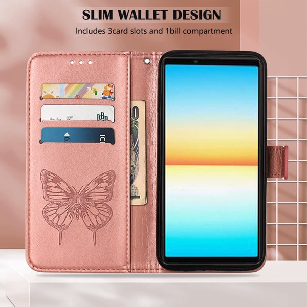 For Sony Xperia ACE III Embossed Butterfly Leather Phone Cas