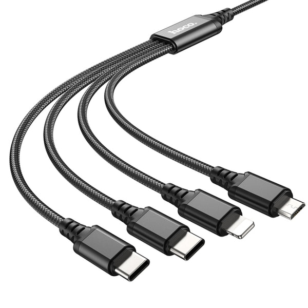 hoco X76 4 in 1 2A Dual USB-C Type-C 8 Pin Micro USB Super Charging Cable,Length: 1m(Black)
