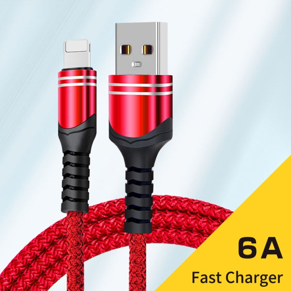 8 Pin 6A Woven Style USB Charging Cable, Cable Length: 1m(Red)