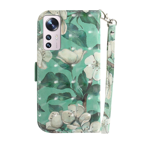 For Xiaomi 12 12X 3D Colored Horizontal Flip Leather Phone Case(Watercolor Flower)