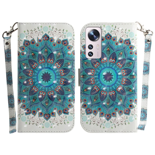 For Xiaomi 12 12X 3D Colored Horizontal Flip Leather Phone Case(Peacock Wreath)