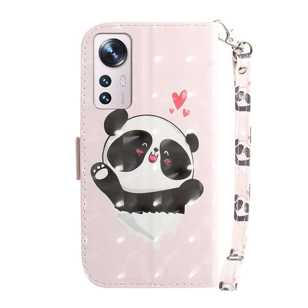 For Xiaomi 12 12X 3D Colored Horizontal Flip Leather Phone Case(Heart Panda)