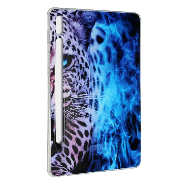 For Samsung Galaxy Tab S7 S7 FE S8 Painted TPU Tablet Case(Blue Leopard)