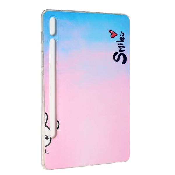 For Samsung Galaxy Tab S7 S7 FE S8 Painted TPU Tablet Case(Smile)