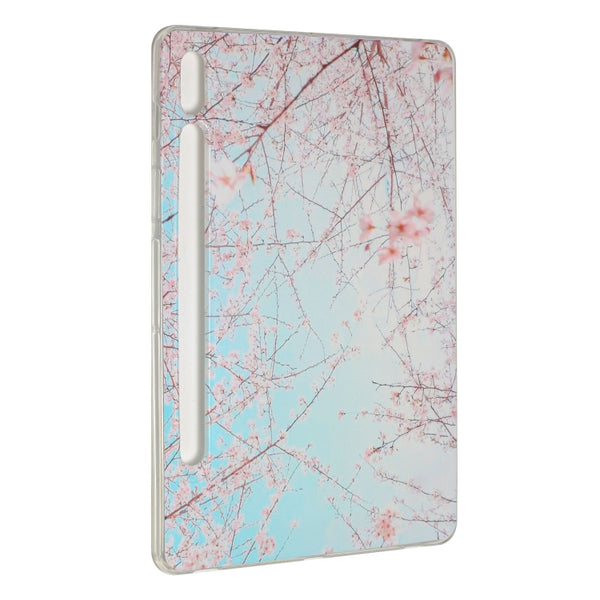 For Samsung Galaxy Tab S7 S7 FE S8 Painted TPU Tablet Case(Cherry Blossoms)