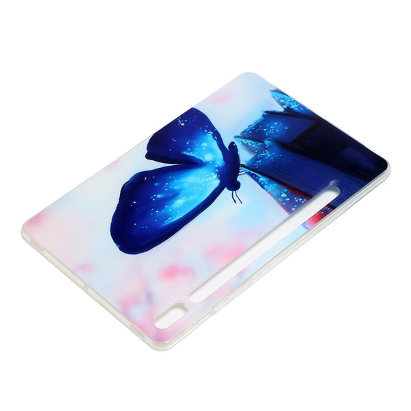 For Samsung Galaxy Tab S7 S7 FE S8 Painted TPU Tablet Case(Blue Butterfly)