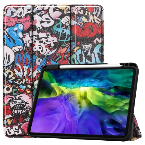 For iPad Pro 11 inch 2020 Painted TPU Smart Tablet Holster With Sleep Function & Tri-Fo...(Graffiti)