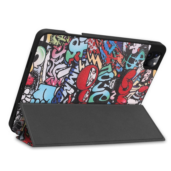 For iPad Pro 11 inch 2020 Painted TPU Smart Tablet Holster With Sleep Function & Tri-Fo...(Graffiti)