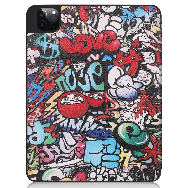 For iPad Pro 11 inch 2020 Painted TPU Smart Tablet Holster With Sleep Function & Tri-Fo...(Graffiti)