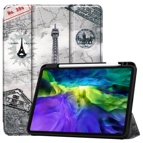For iPad Pro 11 inch 2020 Painted TPU Smart Tablet Holster With Sleep Function & Tri...(Retro Tower)