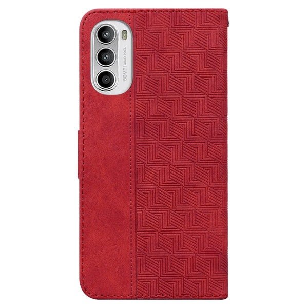 For Motorola Moto G52J Japan Version Geometric Embossed Leat