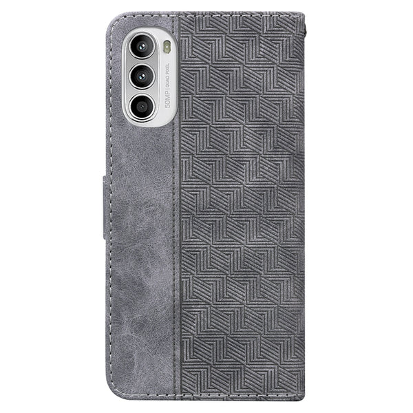 For Motorola Moto G52J Japan Version Geometric Embossed Leat