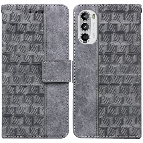 For Motorola Moto G52J Japan Version Geometric Embossed Leat