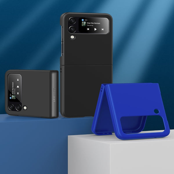 For Samsung Galaxy Z Flip4 Big Hole Fuel Injection PC Skin Feel Phone Case(Blue)