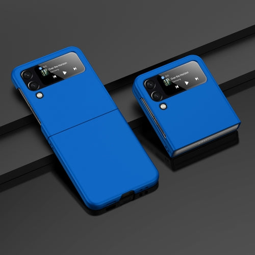 For Samsung Galaxy Z Flip4 Big Hole Fuel Injection PC Skin Feel Phone Case(Blue)
