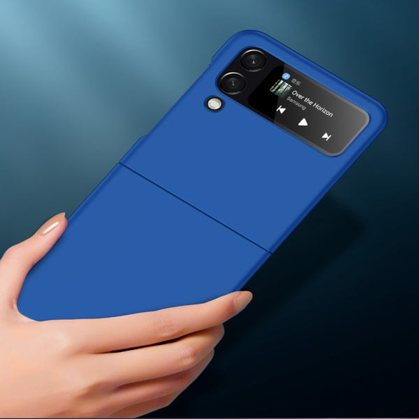 For Samsung Galaxy Z Flip4 Big Hole Fuel Injection PC Skin Feel Phone Case(Sky Blue)