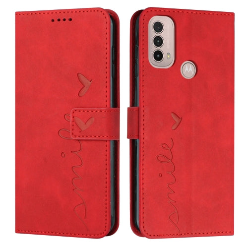 For Motorola Moto E20 E30 E40 Skin Feel Heart Pattern Leathe