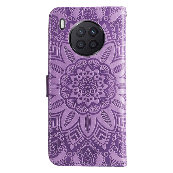 For Honor 50 Lite Honor X20 Embossed Sunflower Leather Phone