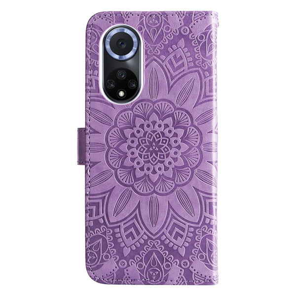 For Honor 50 Huawei nova 9 Embossed Sunflower Leather Phone