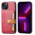 For iPhone 14 Plus Calfskin Card Slot TPU PU Phone Case (Red)
